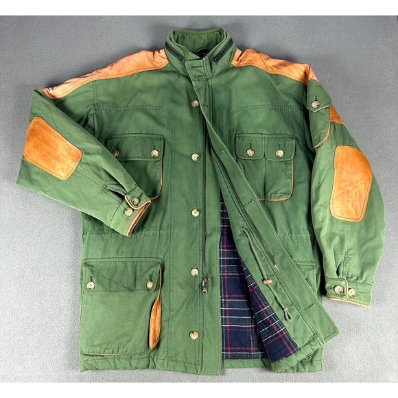 Willis & Geiger Other - Willis Geiger Jacket Mens Large Green Leather Elbow Patch Field Chore Safari